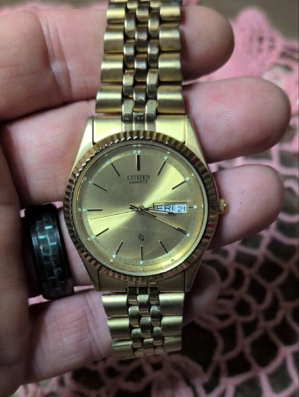 Vintage Citizen Gold-Tone Men's Bracelet Watch with Day-Date